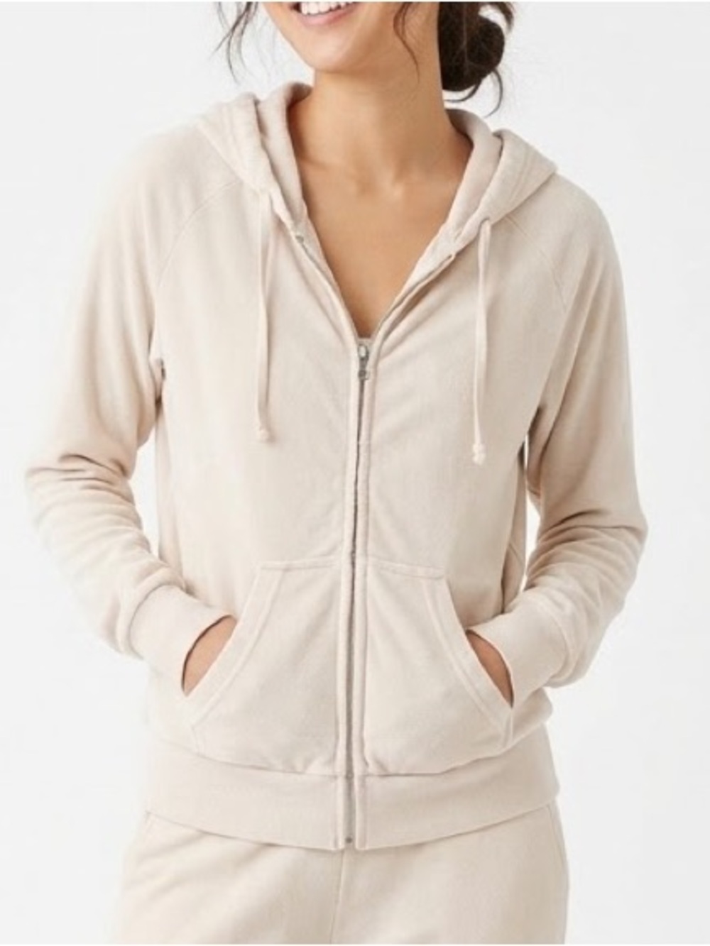 291 Venice luxury CA brand Women's Cream Zip-Up Hoodie Sz Large